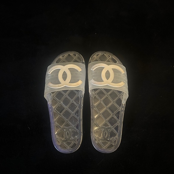 CHANEL Shoes - CHANEL Transparent Slides with White Logo